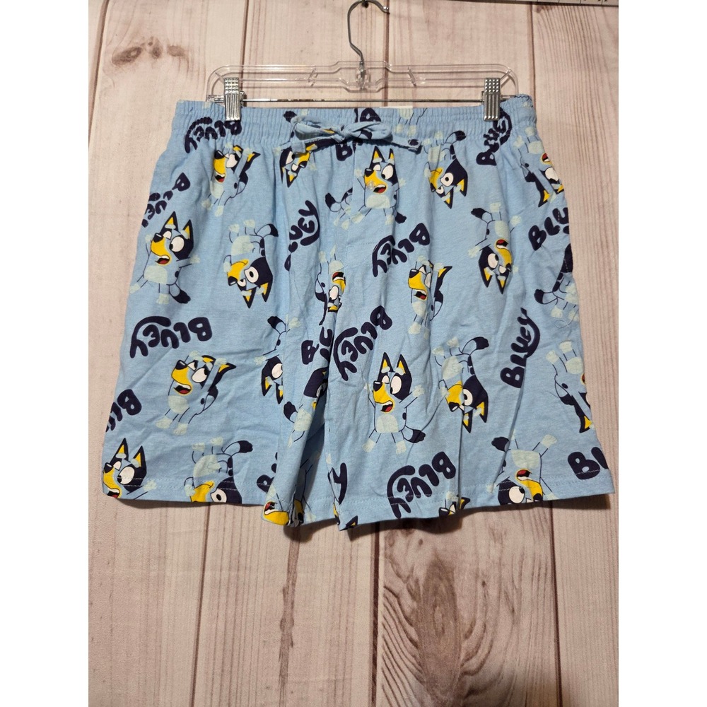 Bluey Mens Pajama Shorts Light Blue Cotton Character Sleepwear Size Medium NWT